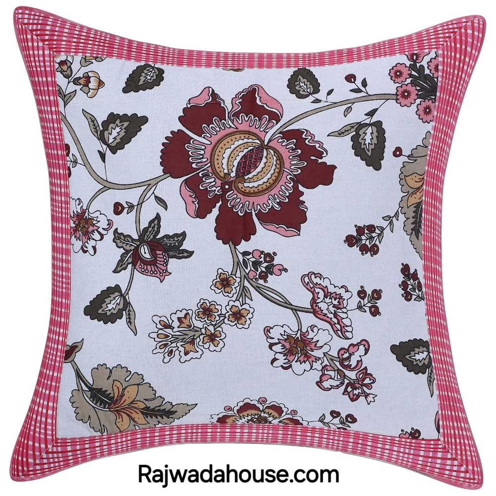Snowy Quilted Hand Block Cushion Cover