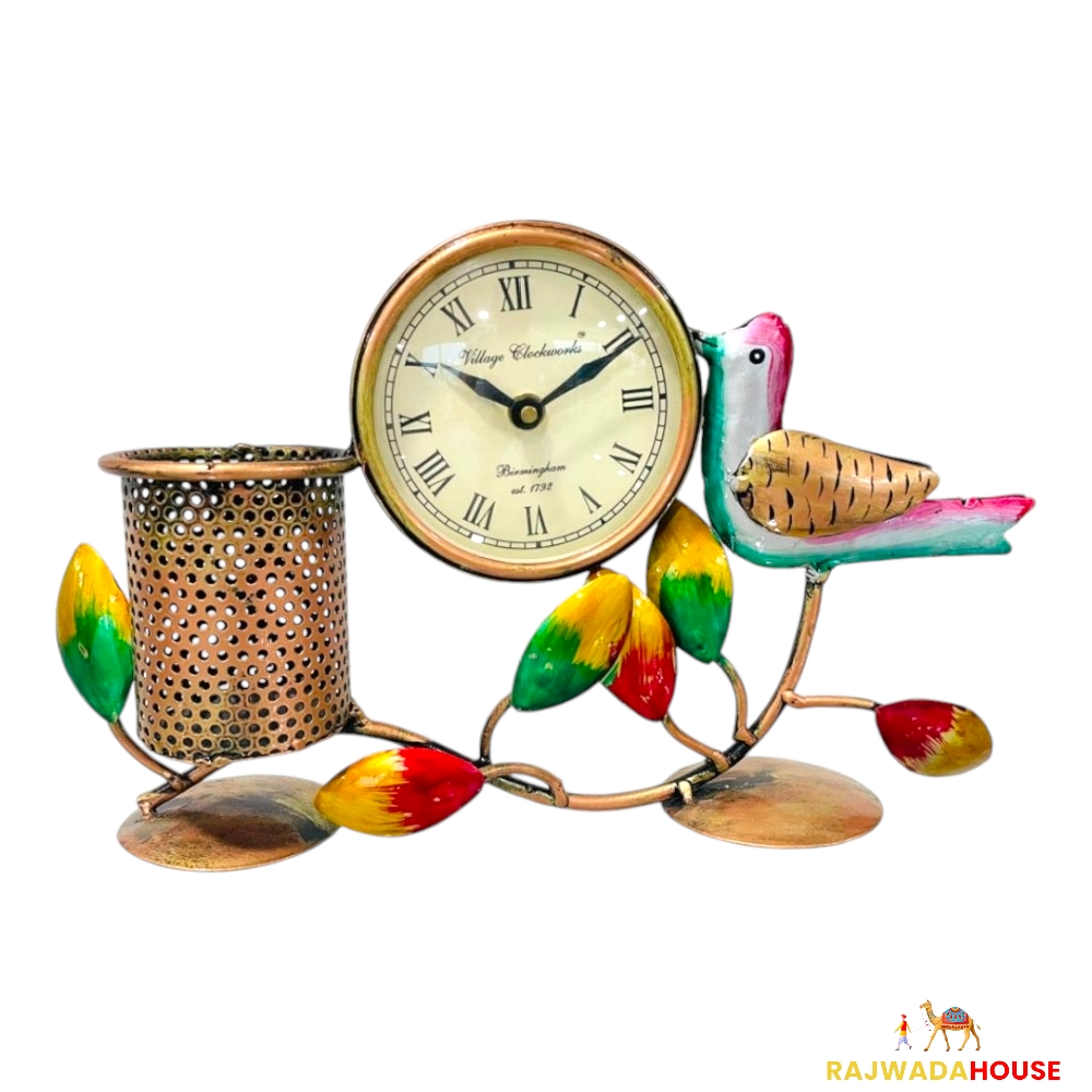 Bird Clock With Pen Stand