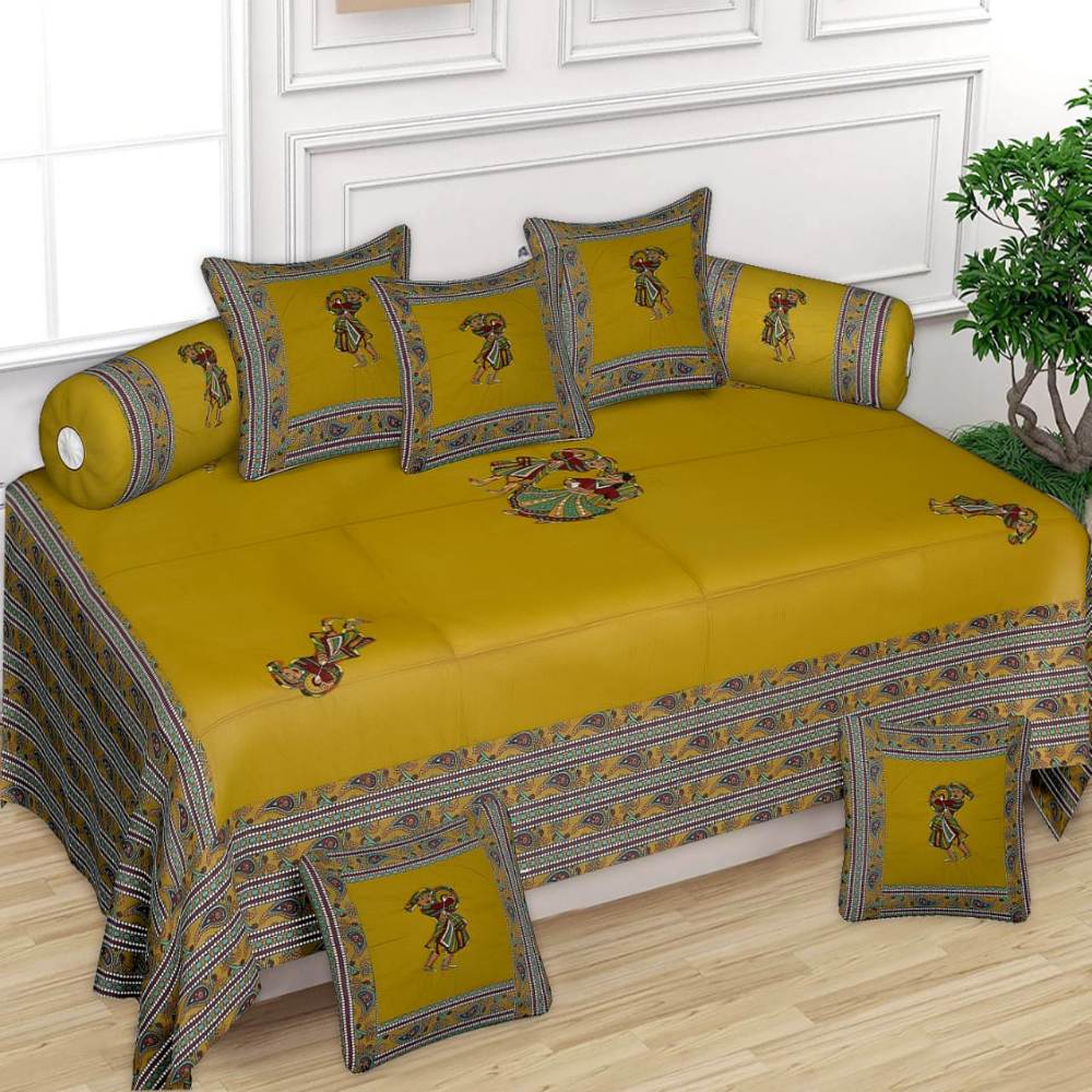 Patchwork Diwan Set Yellow