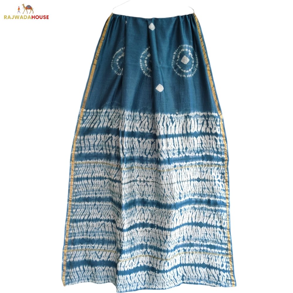 Handblock Printed Nude Tie Dye Colour Chanderi Silk Saree With Blouse