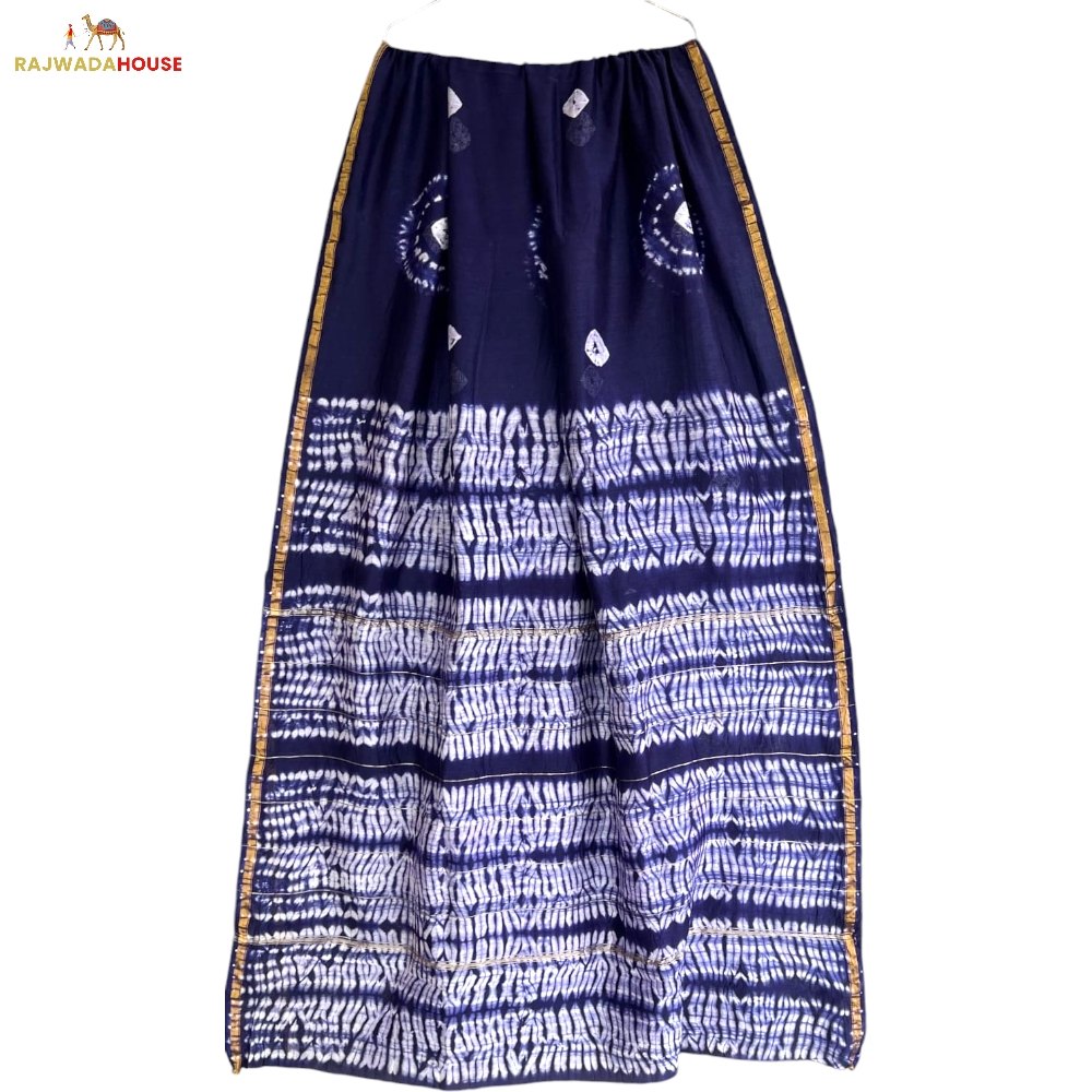 Handblock Printed Dark Blue Colour Chanderi Silk Saree With Blouse