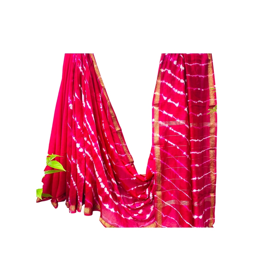 Handblock Pink Colour Maheshwari Silk Saree