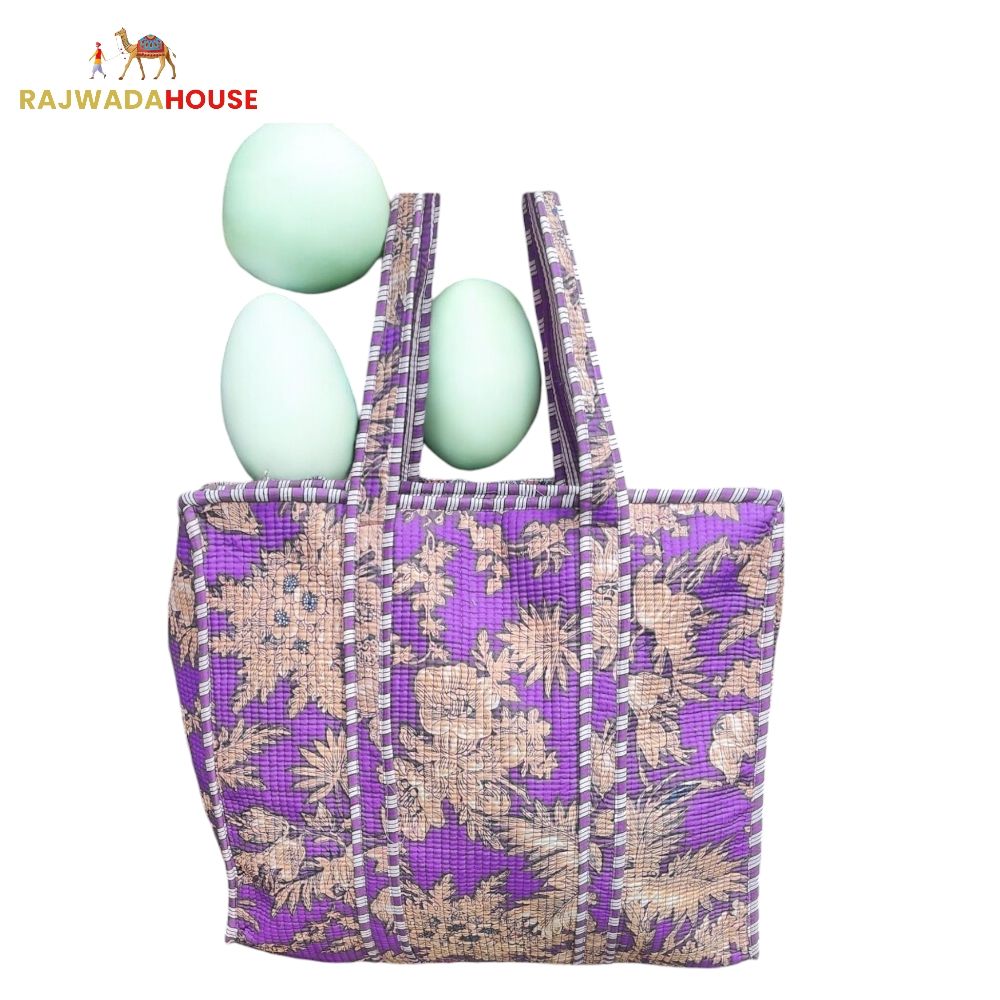 Jaipuri Ouilted Reversible Handbag With Zipper Closer
