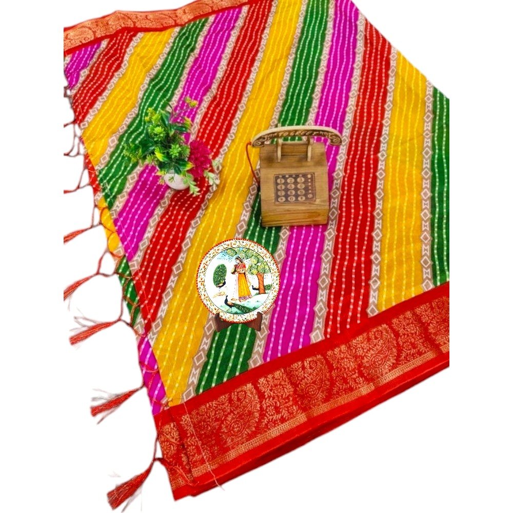 Bandhani Cum Leheriya Exclusive Banarasi Border Saree 
