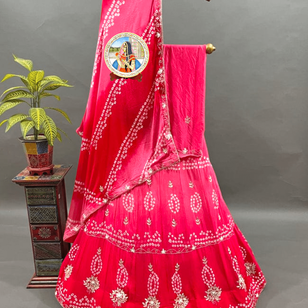 Chinnon Silk with Cutdana Gotapatti Handwork Lahanga Chunri Set