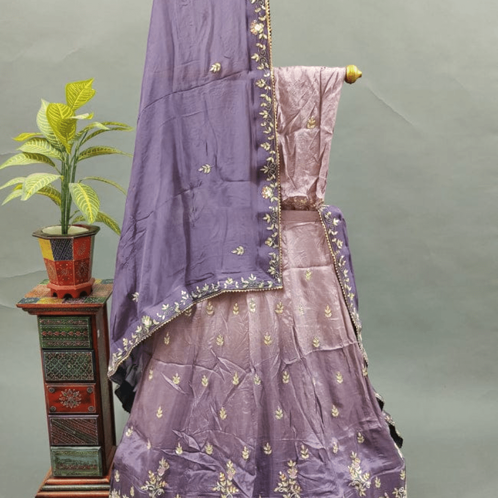 Upada Silk Jaipuri Gotapatti Work Lehenga Chunni Set