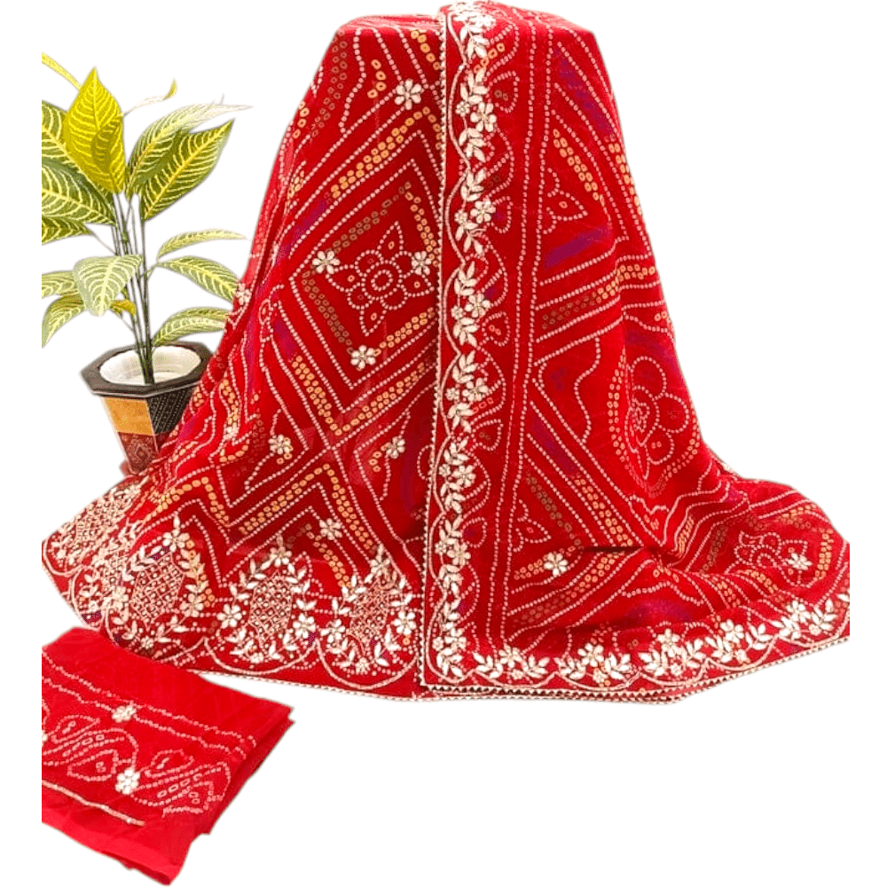 Pure Bandhej Fancy Cutdana and Stone Work Lahenga