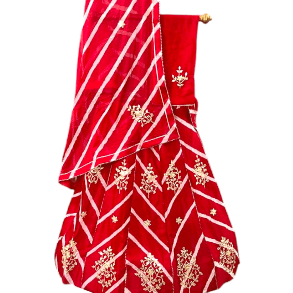 Chinnon Rajasthani Ethnic Kacha Gotapatti Work Jaipuri Lahariya Lehenga 