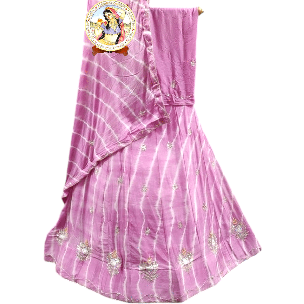 Chinnon Silk with Cutdana Gotapatti Handwork Lahanga Chunri Set