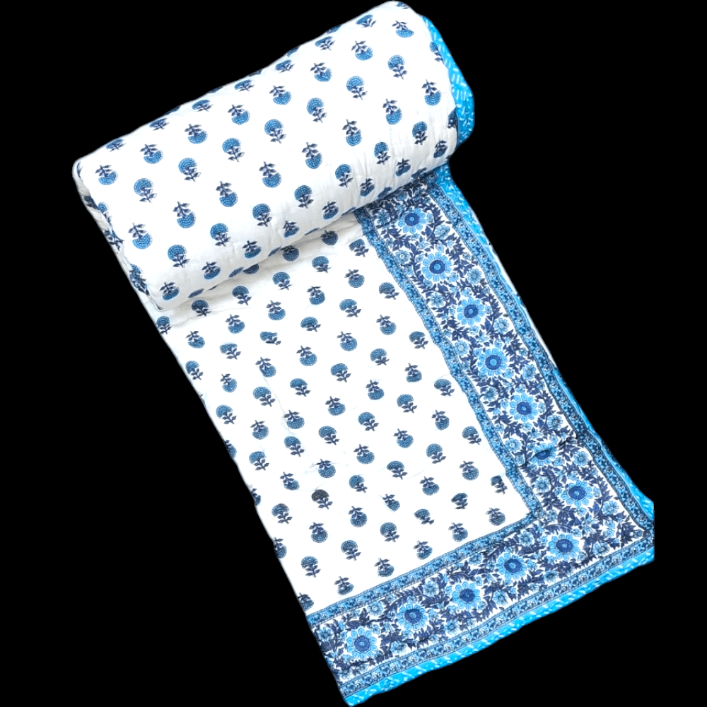 Jaipuri Rajai White Colour Filling With Jaipuri Desi Cotton