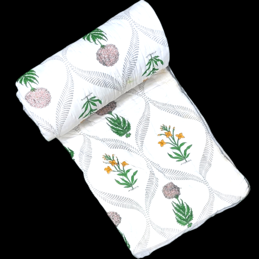 Jaipuri Rajai White Colour Filling With Jaipuri Desi Cotton