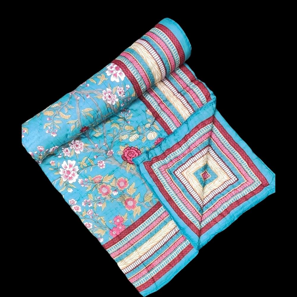 Jaipuri Rajai Blue Colour Filling With Jaipuri Desi Cotton